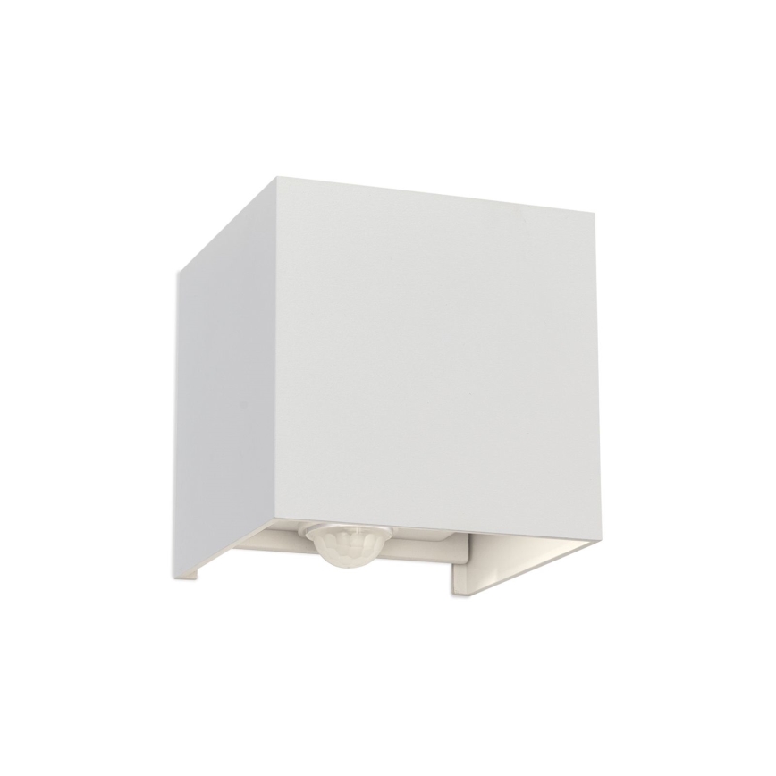 LED Lauko sieninis šviestuvas su judesio ir prieblandos jutikliu CUBE-S LED/13W/230V IP54 balta