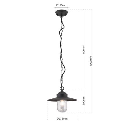 Pakabinamas lauko šviestuvas EDWARD 1xE27/60W/230V IP44 juoda