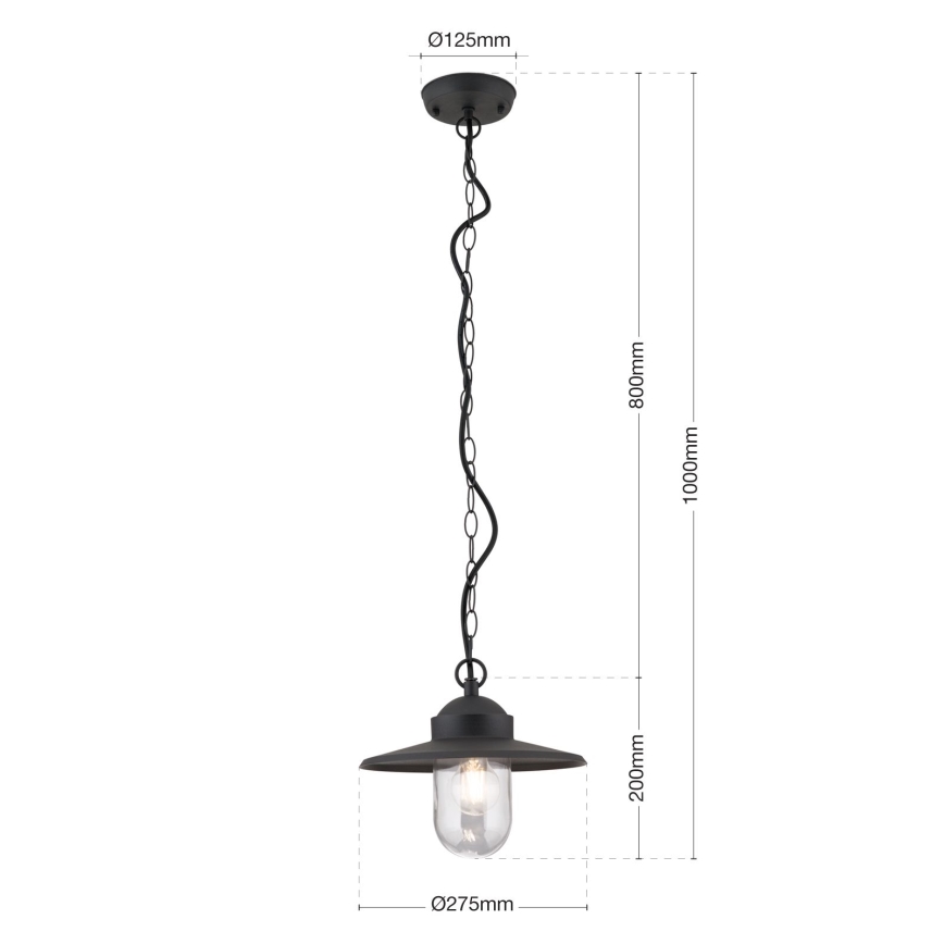 Pakabinamas lauko šviestuvas EDWARD 1xE27/60W/230V IP44 juoda