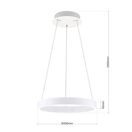 dimeriuojamas LED pakabinamas šviestuvas ant laido KOLK LED/40W/230V 2700/3000/4000K skersmuo 40 cm baltas