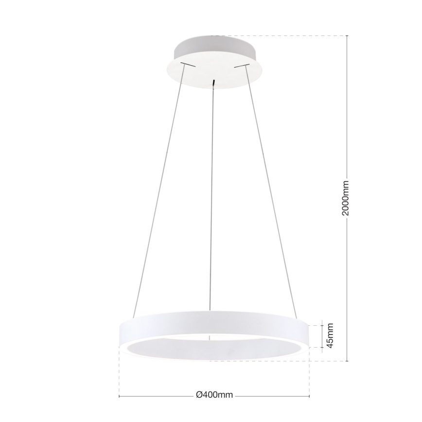 dimeriuojamas LED pakabinamas šviestuvas ant laido KOLK LED/40W/230V 2700/3000/4000K skersmuo 40 cm baltas