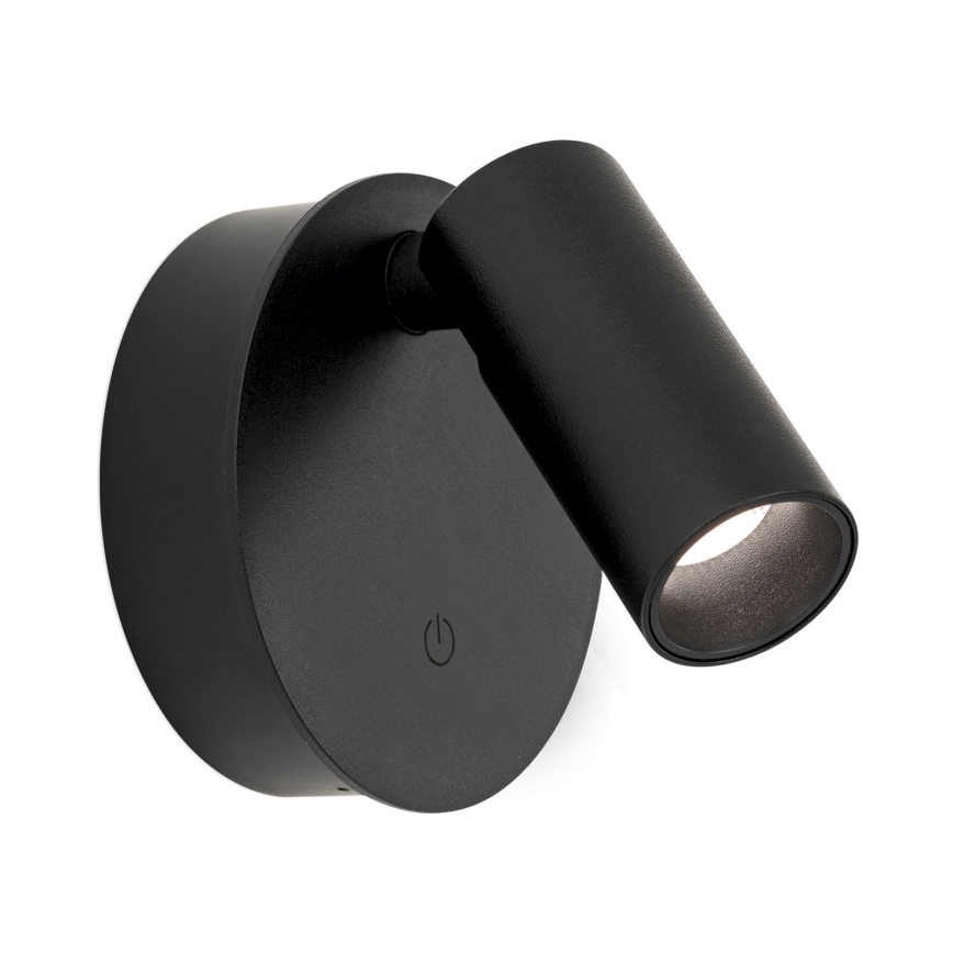 Dimeriuojamas LED įkraunamas jutiklinis sieninis taškinis šviestuvas LUXY LED/1W/5V 2200 mAh 2700/3000/4000K juodas