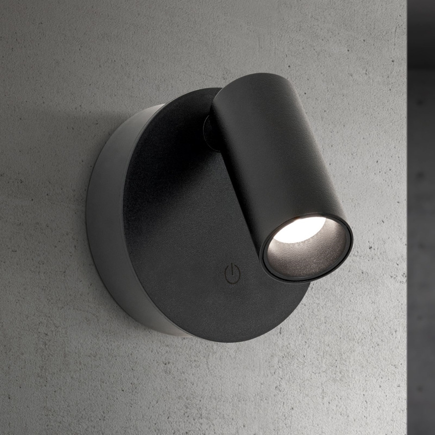 Dimeriuojamas LED įkraunamas jutiklinis sieninis taškinis šviestuvas LUXY LED/1W/5V 2200 mAh 2700/3000/4000K juodas