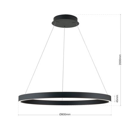 dimeriuojamas LED pakabinamas šviestuvas ant laido KOLK LED/80W/230V 2700/3000/4000K skersmuo 80 cm juodas