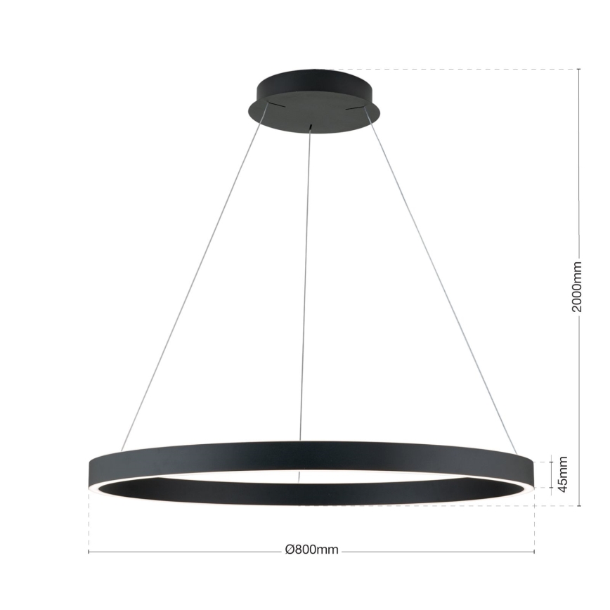 dimeriuojamas LED pakabinamas šviestuvas ant laido KOLK LED/80W/230V 2700/3000/4000K skersmuo 80 cm juodas