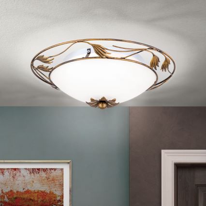 Lubinis šviestuvas FLEUR 2xE27/60W/230V diametras 40 cm bronza