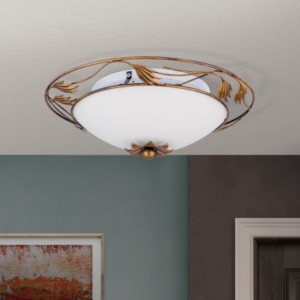 Lubinis šviestuvas FLEUR 2xE27/60W/230V diametras 40 cm bronza