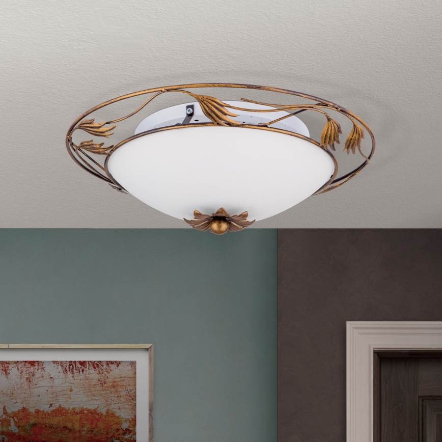 Lubinis šviestuvas FLEUR 2xE27/60W/230V diametras 40 cm bronza
