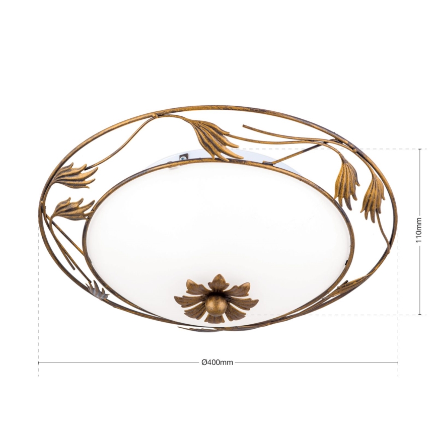 Lubinis šviestuvas FLEUR 2xE27/60W/230V diametras 40 cm bronza