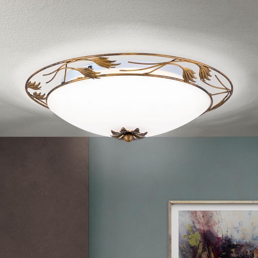 Lubinis šviestuvas FLEUR 3xE27/60W/230V diametras 50 cm bronza