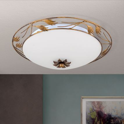 Lubinis šviestuvas FLEUR 3xE27/60W/230V diametras 50 cm bronza