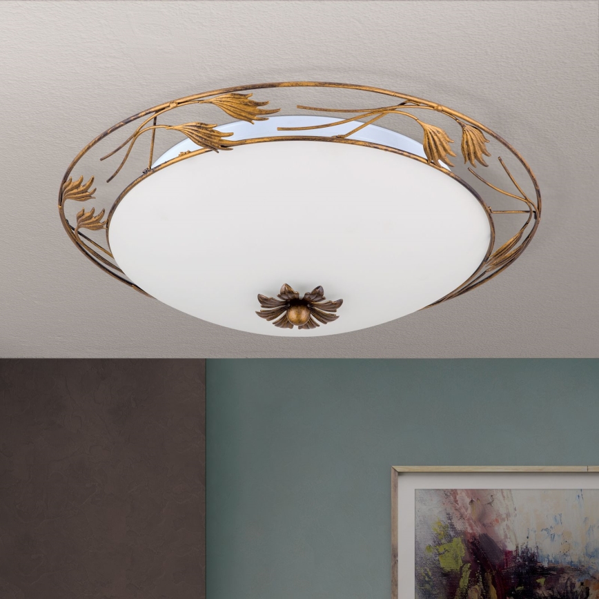 Lubinis šviestuvas FLEUR 3xE27/60W/230V diametras 50 cm bronza