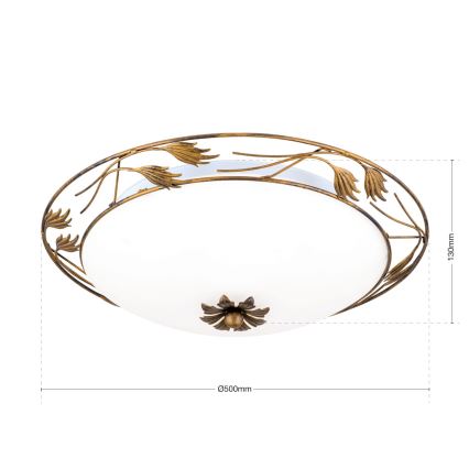 Lubinis šviestuvas FLEUR 3xE27/60W/230V diametras 50 cm bronza
