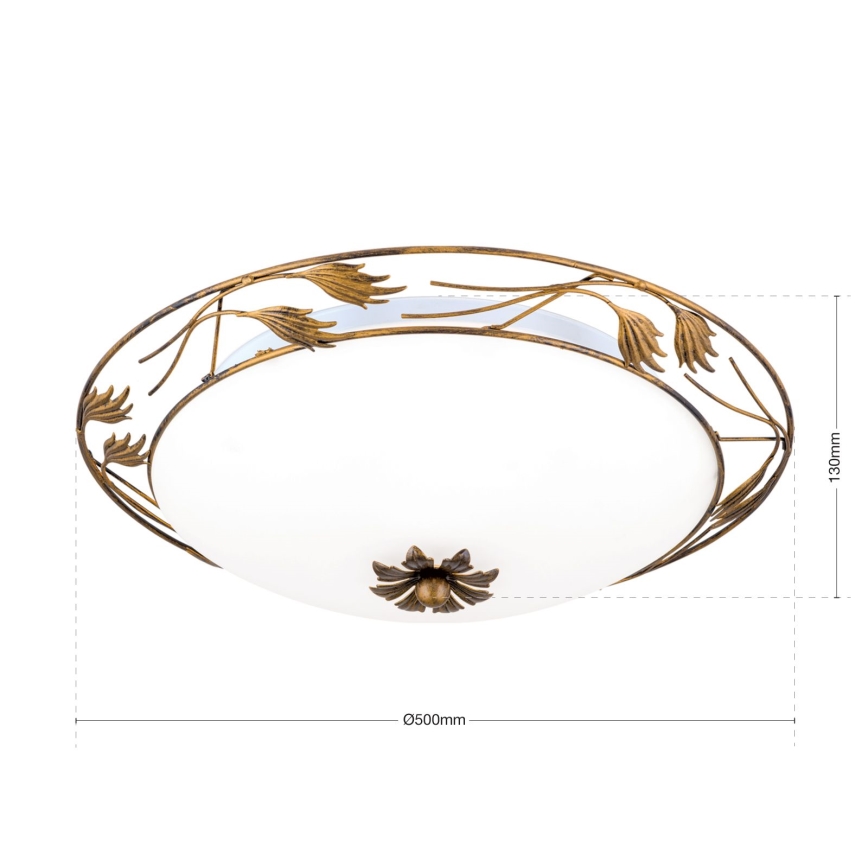 Lubinis šviestuvas FLEUR 3xE27/60W/230V diametras 50 cm bronza