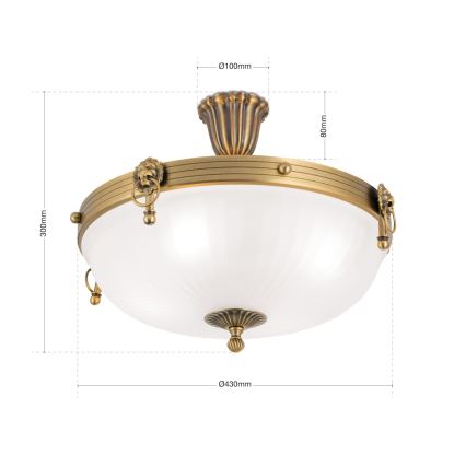 Tvirtinamas sietynas ROCCA 4xE27/60W/230V diametras 43 cm bronza/balta