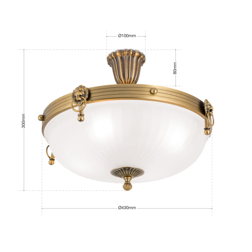 Tvirtinamas sietynas ROCCA 4xE27/60W/230V diametras 43 cm bronza/balta