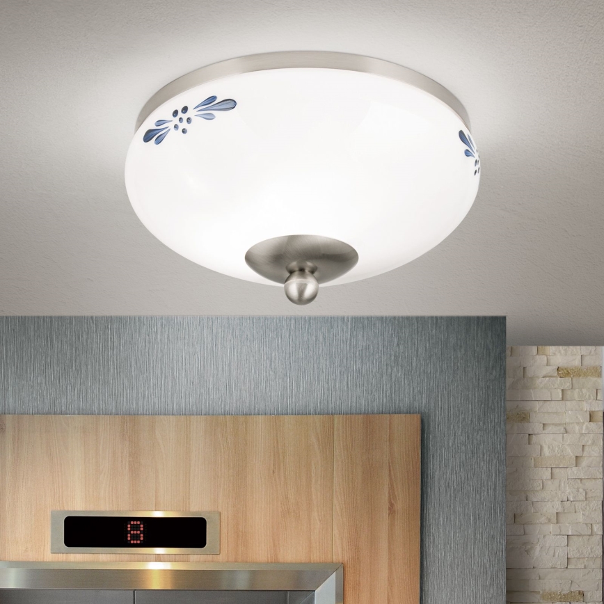 Lubinis šviestuvas LANDHAUS 1xE27/60W/230V diametras 21 cm matinis chromas/balta