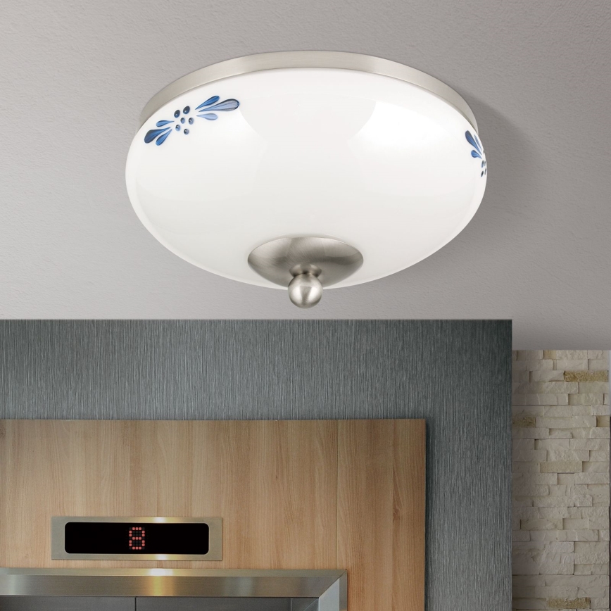 Lubinis šviestuvas LANDHAUS 1xE27/60W/230V diametras 21 cm matinis chromas/balta