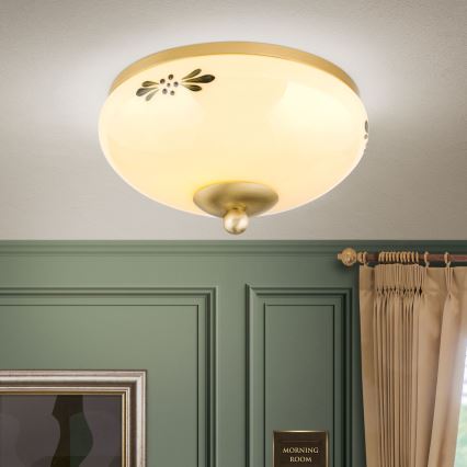 Lubinis šviestuvas LANDHAUS 1xE27/60W/230V diametras 21 cm žalvaris/smėlio spalva