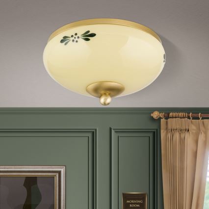 Lubinis šviestuvas LANDHAUS 1xE27/60W/230V skersmuo 21 cm žalvaris/smėlinė/žalia