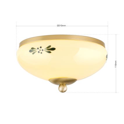 Lubinis šviestuvas LANDHAUS 1xE27/60W/230V skersmuo 21 cm žalvaris/smėlinė/žalia