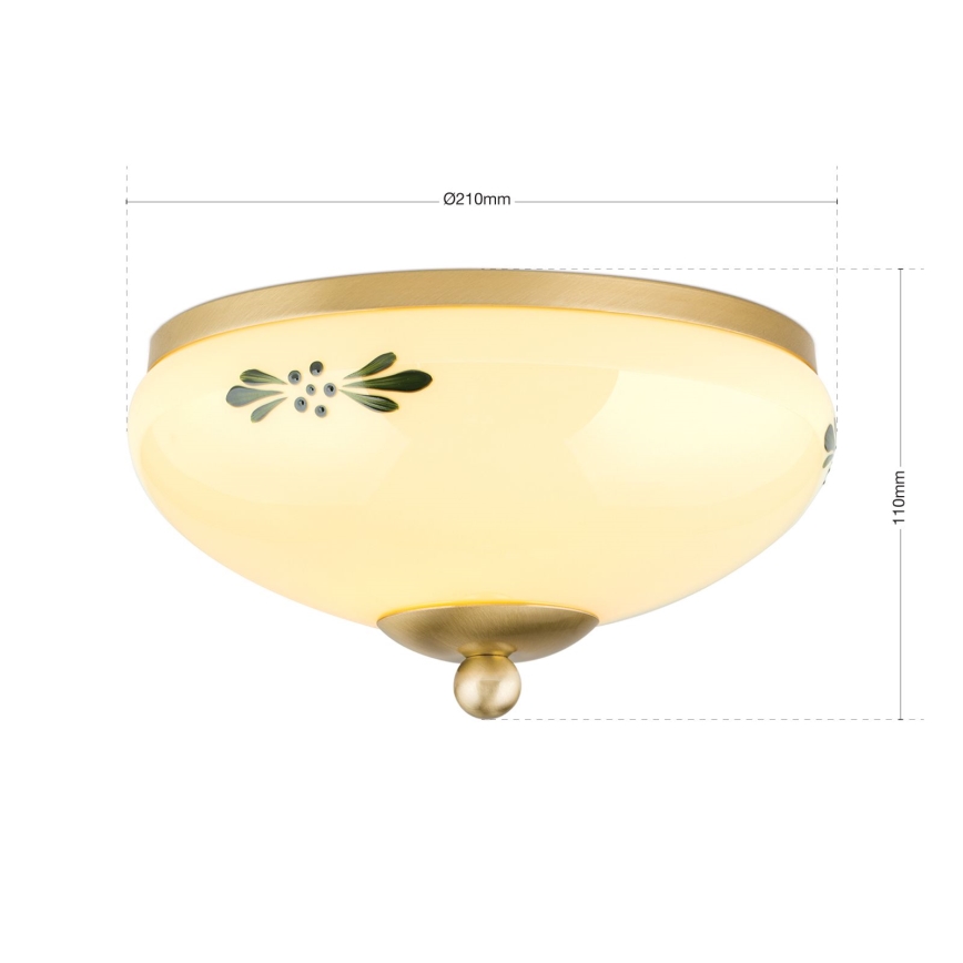 Lubinis šviestuvas LANDHAUS 1xE27/60W/230V skersmuo 21 cm žalvaris/smėlinė/žalia
