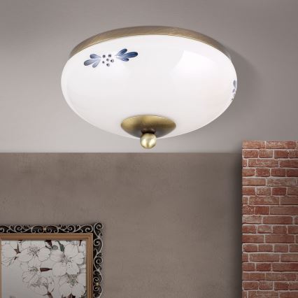 Lubinis šviestuvas LANDHAUS 1xE27/60W/230V skersmuo 21 cm bronzinė/balta/mėlyna