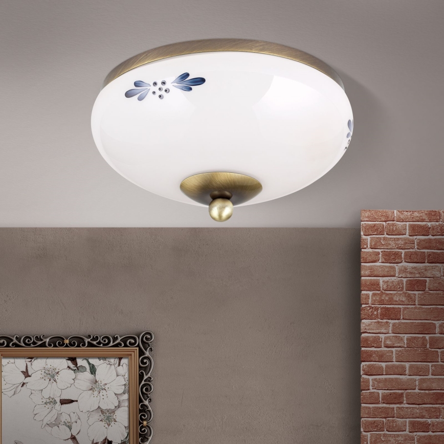 Lubinis šviestuvas LANDHAUS 1xE27/60W/230V skersmuo 21 cm bronzinė/balta/mėlyna