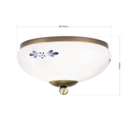 Lubinis šviestuvas LANDHAUS 1xE27/60W/230V skersmuo 21 cm bronzinė/balta/mėlyna