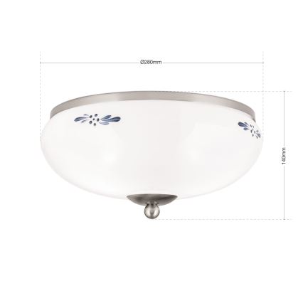 Lubinis šviestuvas LANDHAUS 2xE27/60W/230V Ø 28 cm matinis chromas/balta/mėlyna