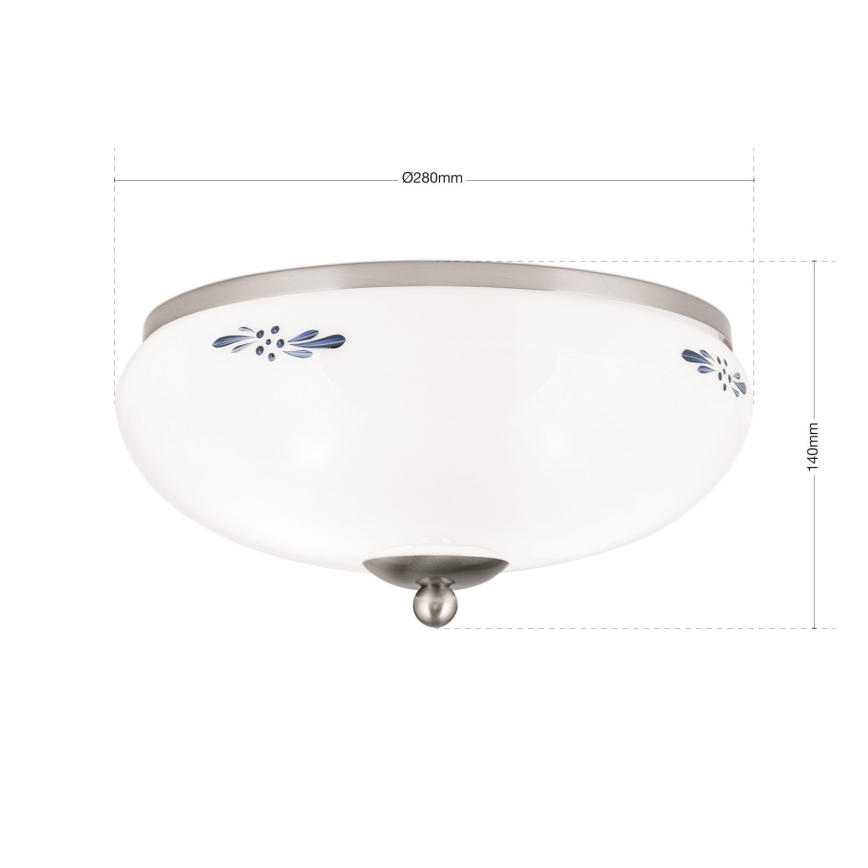 Lubinis šviestuvas LANDHAUS 2xE27/60W/230V Ø 28 cm matinis chromas/balta/mėlyna