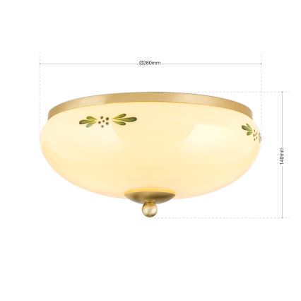 Lubinis šviestuvas LANDHAUS 2xE27/60W/230V skersmuo 28 cm žalvaris/smėlio spalva/žalia