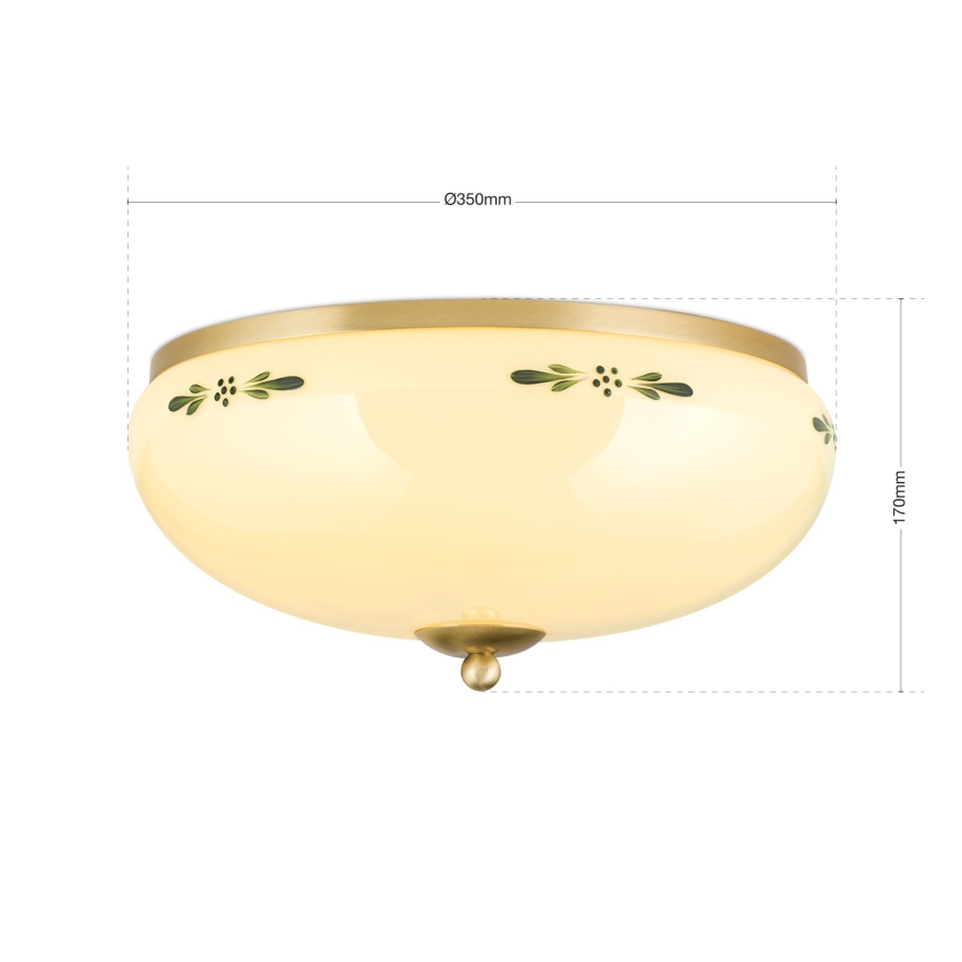 Lubinis šviestuvas LANDHAUS 3xE27/60W/230V skersmuo 35 cm žalvaris/smėlinė/žalia