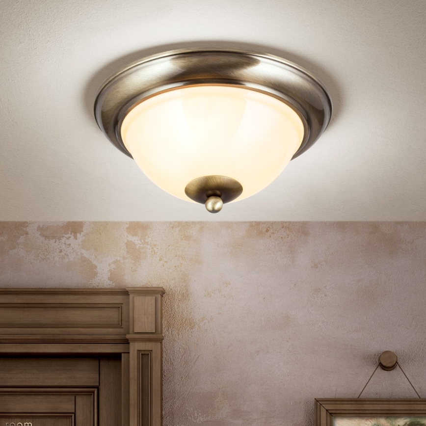 Lubinis šviestuvas AUSTRIAN OLD LAMP 2xE27/60W/230V diametras 27 cm bronza/smėlio spalva