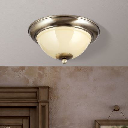 Lubinis šviestuvas AUSTRIAN OLD LAMP 2xE27/60W/230V diametras 27 cm bronza/smėlio spalva