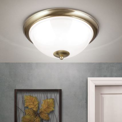 Lubinis šviestuvas AUSTRIAN OLD LAMP 3xE27/60W/230V diametras 50 cm bronza/balta