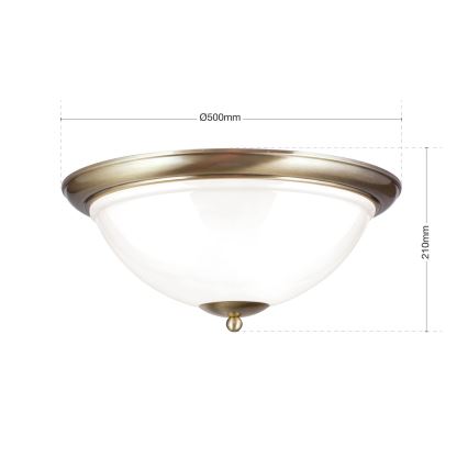 Lubinis šviestuvas AUSTRIAN OLD LAMP 3xE27/60W/230V diametras 50 cm bronza/balta