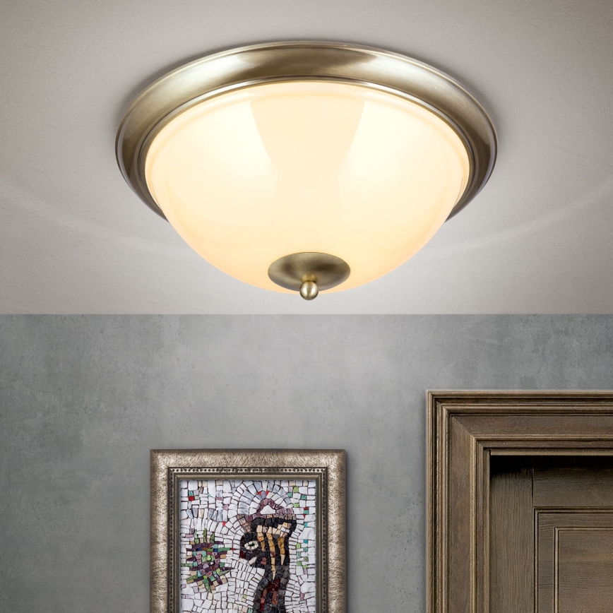 Lubinis šviestuvas AUSTRIAN OLD LAMP 3xE27/60W/230V diametras 50 cm bronza/smėlio spalva