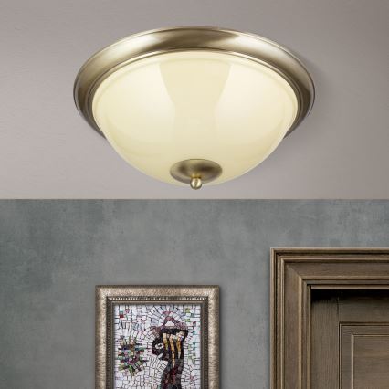 Lubinis šviestuvas AUSTRIAN OLD LAMP 3xE27/60W/230V diametras 50 cm bronza/smėlio spalva