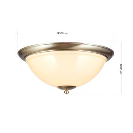 Lubinis šviestuvas AUSTRIAN OLD LAMP 3xE27/60W/230V diametras 50 cm bronza/smėlio spalva