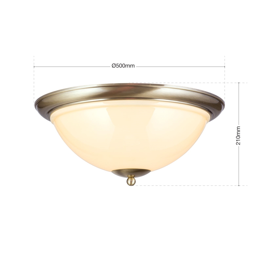 Lubinis šviestuvas AUSTRIAN OLD LAMP 3xE27/60W/230V diametras 50 cm bronza/smėlio spalva