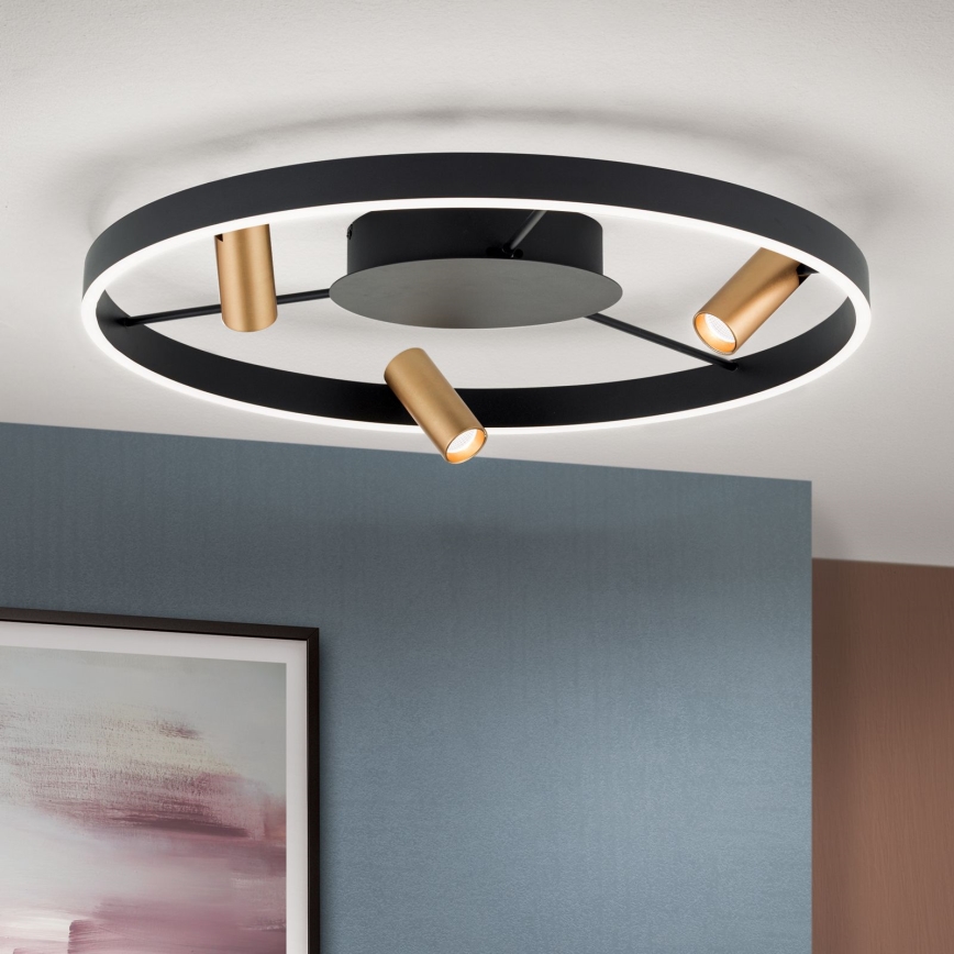 LED Pritemdomas lubinis šviestuvas BERLIN LED/50W/230V juoda/auksas