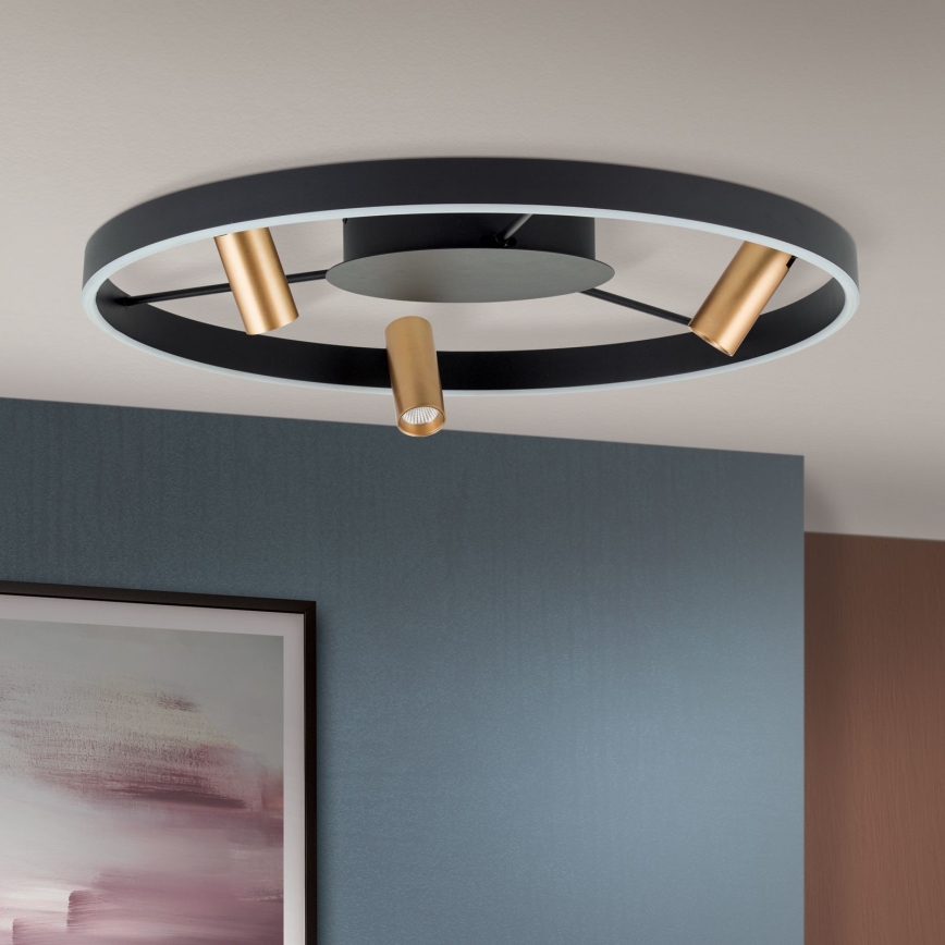 LED Pritemdomas lubinis šviestuvas BERLIN LED/50W/230V juoda/auksas