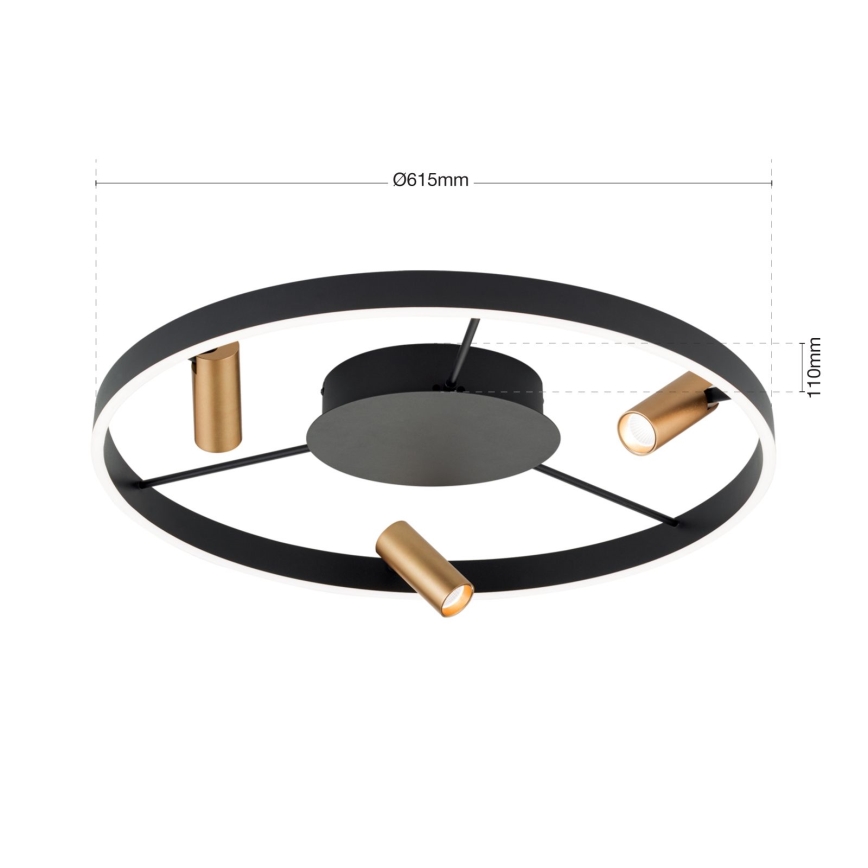 LED Pritemdomas lubinis šviestuvas BERLIN LED/50W/230V juoda/auksas