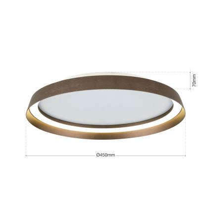 LED Pritemdomas lubinis šviestuvas MANTA LED/38W/230V 2700/3000/4000K diametras 45 cm ruda