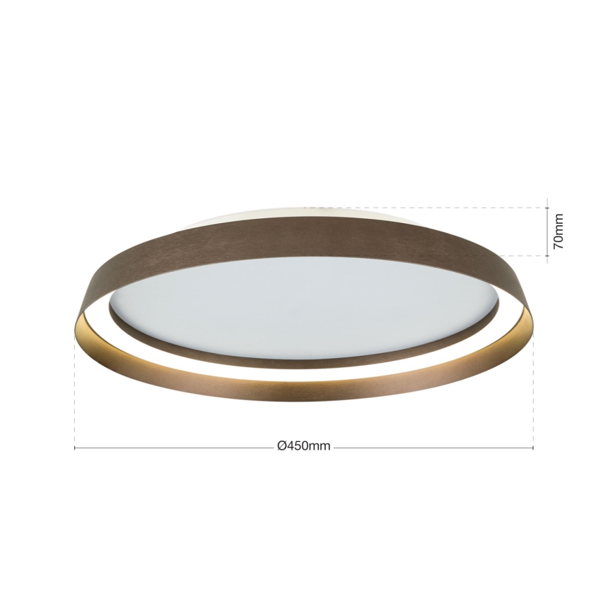 LED Pritemdomas lubinis šviestuvas MANTA LED/38W/230V 2700/3000/4000K diametras 45 cm ruda