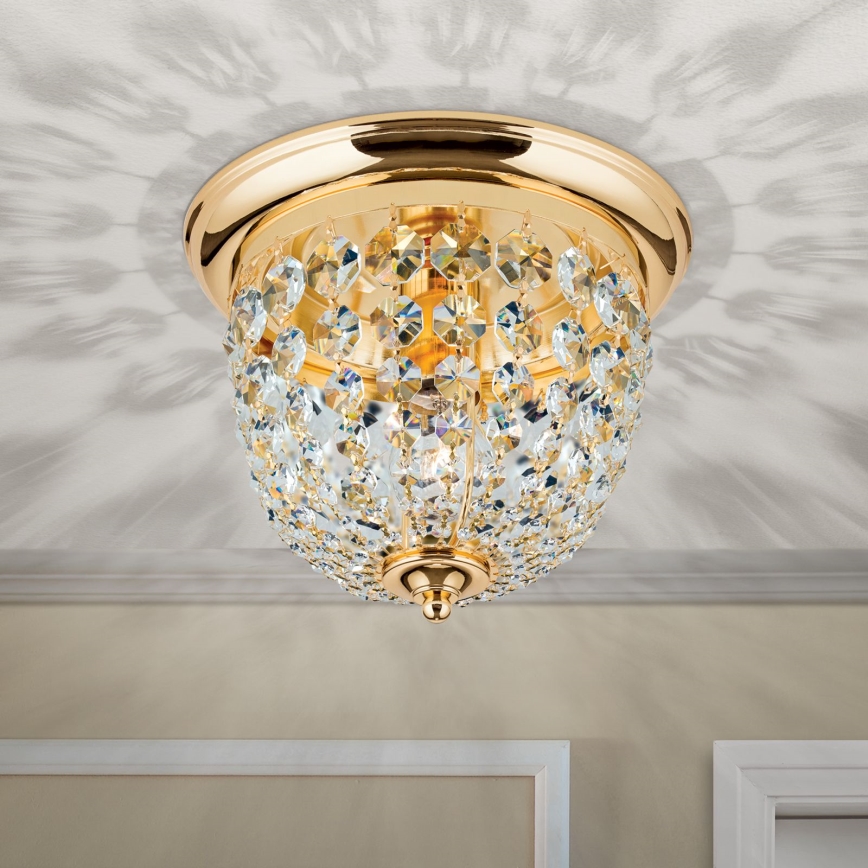 Krištolinis lubinis šviestuvas PLAFOND 1xE27/40W/230V diametras 26 cm auksas