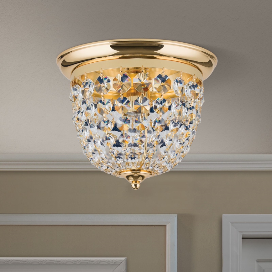 Krištolinis lubinis šviestuvas PLAFOND 1xE27/40W/230V diametras 26 cm auksas