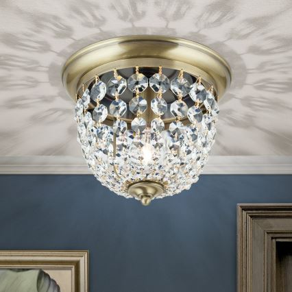 Krištolinis lubinis šviestuvas PLAFOND 1xE27/40W/230V diametras 26 cm bronza