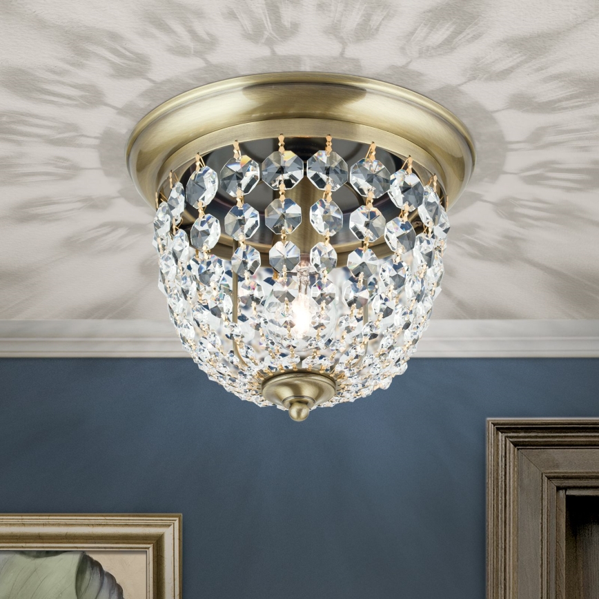 Krištolinis lubinis šviestuvas PLAFOND 1xE27/40W/230V diametras 26 cm bronza